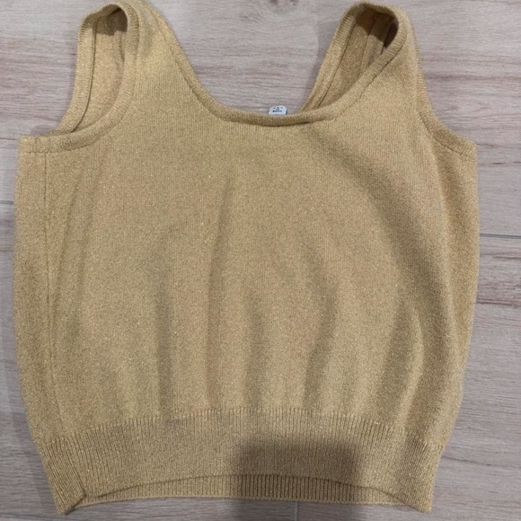 St. John gold and tan knit tank top - Picture 2 of 3
